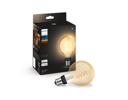 Philips Hue White E27 Filament, 550lm, Globe