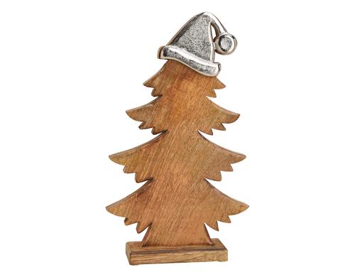 G. Wurm Aufsteller Tannenbaum mit Mtze Mangoholz, Metall, 27x45x7 cm (BxHxT)