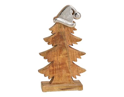 G. Wurm Aufsteller Tannenbaum mit Mtze Mangoholz, Metall, 20x35x6 cm (BxHxT)