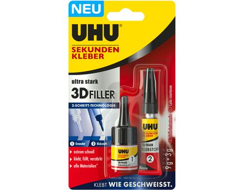 UHU Sekundenkleber 3D-Fller Granulat 9g +  Klebstoff 3g