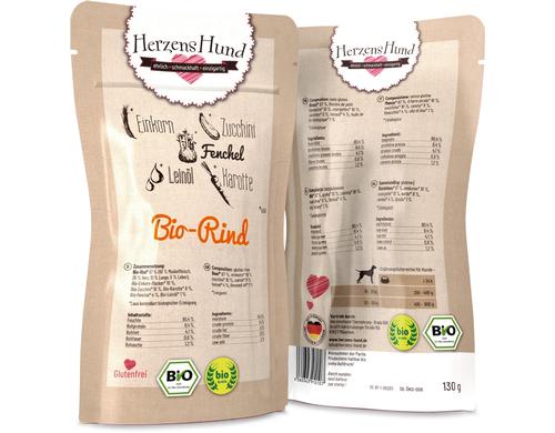 Herzenshund Bio-Rind mit Bio-Gemse 130g, Pouch