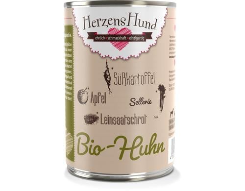 Herzenshund Bio-Huhn mit Bio-Gemse 400g, Dose