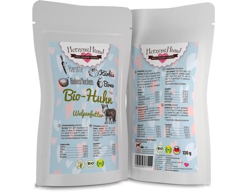 Herzenshund Welpe Bio-Huhn mit Bio-Karotte 130g