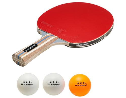 Hudora Tischtennis-Set Tournament rot/schwarz ink. 3 Blle