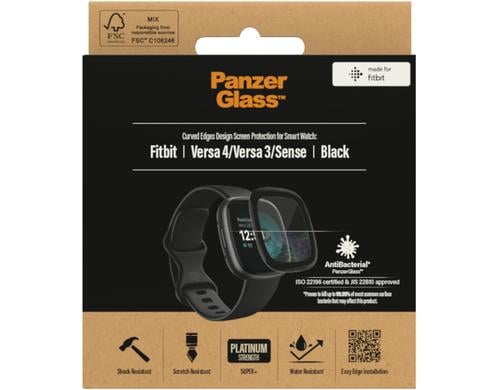 Panzerglass Displayschutz fr Fitbit Versa 3/4 und Sense