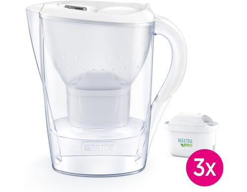 Brita Tischwasserfilter Marella weiss + Kar inkl. 3 Kartuschen, 2.4 Liter