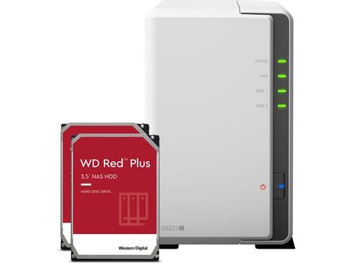 Synology DS223j, 2-bay NAS inkl. 2x 2TB HDD WD Red Plus