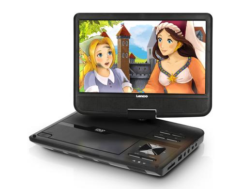 Lenco DVP-1010BK, Portabler DVD-Player 9 16:9 TFT Bildschirm, inkl. Kopfhrer