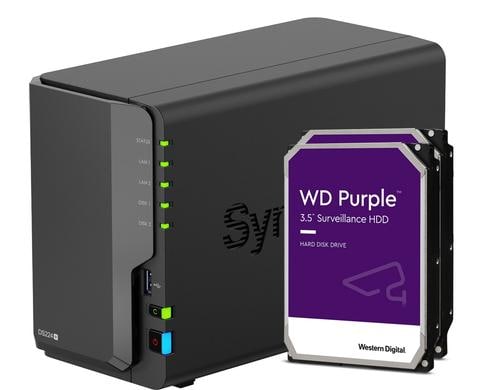 Synology DS224+, 2-bay NAS inkl. 2x 2TB HDD WD Purple