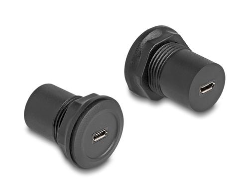 Delock USB2.0 Micro-B zu Micro-B Einbaubuchse, schwarz