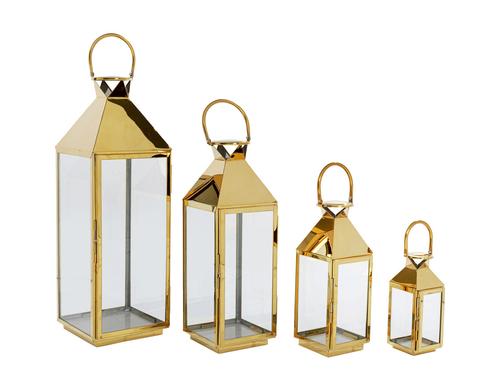 Kare Laternen-Set Giardino 4-teilig Edelstahl/Metall/Glas, Gold