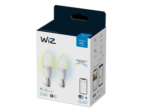 WiZ Leuchtmitte  Tunable White C37 40W, E14, Doppelpack