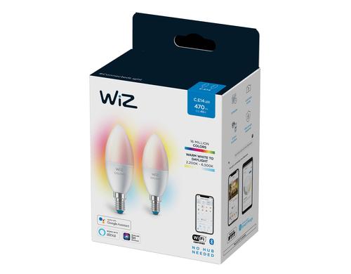 WiZ Leuchtmitte White & Color C37 40W, E14, Doppelpack