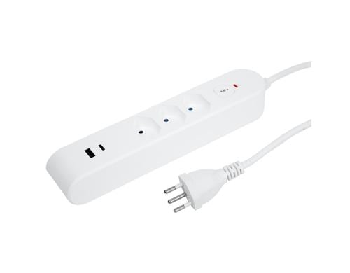 Steffen Steckerleiste IQ 3xT13, USB-A+C weiss, 3m Kabel