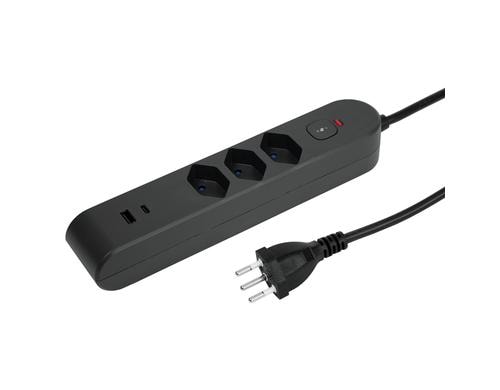 Steffen Steckerleiste IQ 3xT13, USB-A+C anthrazit, 3m Kabel