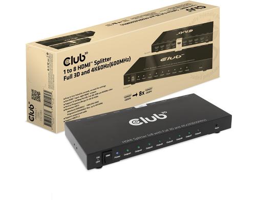 Club 3D, 1 auf 8 HDMI Splitter Ausgang 8x HDMI, Eingang 1x HDMI