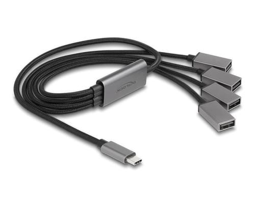 Delock 4 Port USB2.0 Kabel-Hub mit USB-C anschluss, 60cm