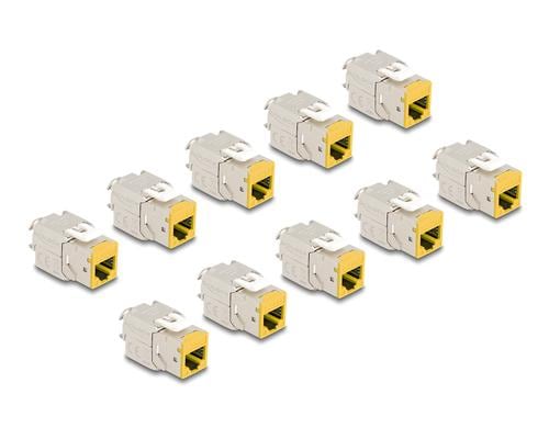 Delock Keystone Modul RJ45 Buchse zu LSA Cat.6A, werkzeugfrei, gelb, 10 Stck