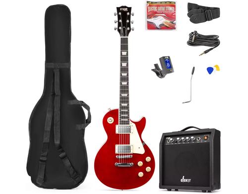 MAX GigKitDR E-Gitarrenset, LP-Style, dunkelrot