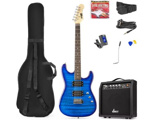 MAX GigKitQDB E-Gitarrenset, Quilted-Style, dunkelblau