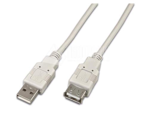 USB2.0-Kabel A-A: 30cm, bis 480Mbps Verlngerungskabel M/F, grau