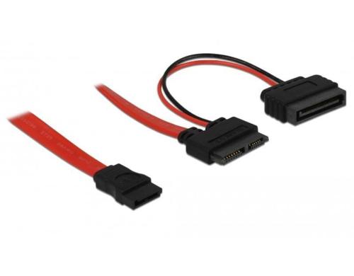 SATA2 Kabel fr Slimline Gerte(ODD), 50cm SATA+Power, 7+6 Pin Anschluss, 5 Volt SATA