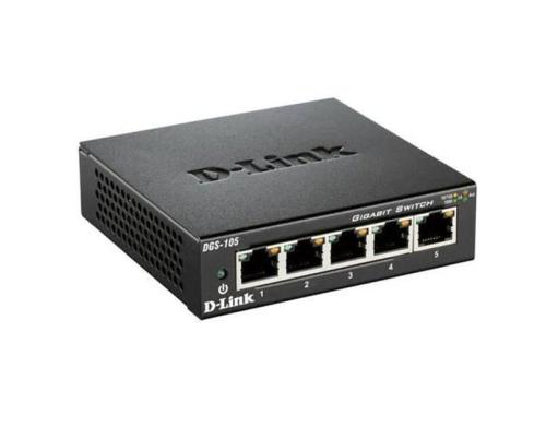 D-Link DGS-105/E: 5Port Switch, 1Gbps Eco Metalgehuse, ext. NT, lfterlos