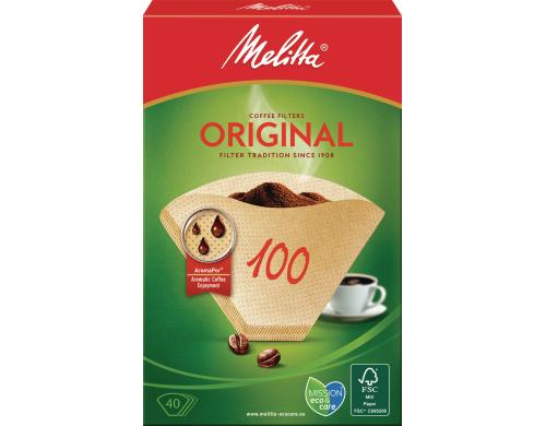 Melitta Filtertte Original Gr.100 40 Stck, ungebleicht/naturbraun