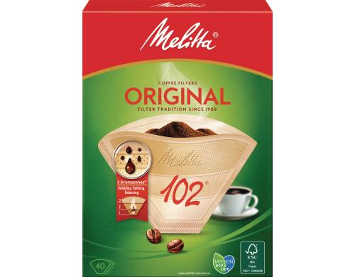 Melitta Filtertte Original Gr.102 40 Stck, ungebleicht/naturbraun