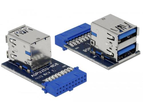 Delock 41865 USB 3.0 Pinheader Buchse auf 2 x USB 3.0 Buchse - oben, bereinander