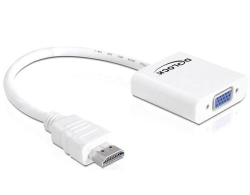 Monitoradapter HDMI-A zu VGA-Bu weiss HDMI-A Stecker zu VGA 15pin Buchse