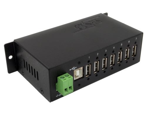 exSys EX-1177HMV, 7x USB 2.0, Metall, Din-Rail, verschraubbar