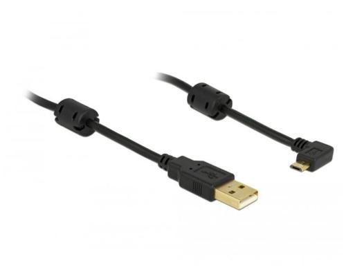 USB2.0 Micro-Kabel,1m, A-MicroB, Schwarz Micro-B Stecker 90 nach rechts gewinkelt