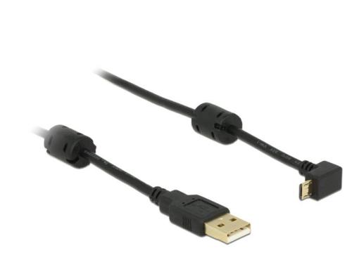 USB2.0 Micro-Kabel,1m, A-MicroB, Schwarz 90 nach unten gewinkelt