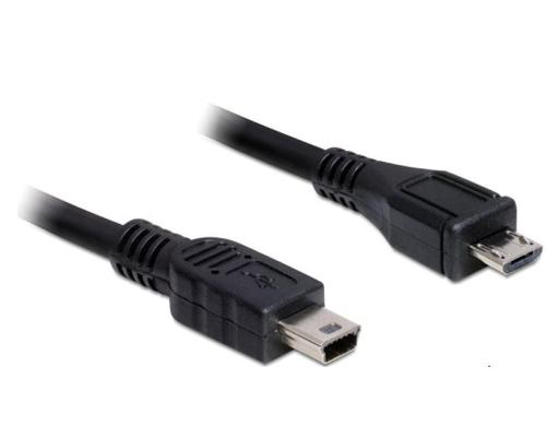 USB2.0 Micro-Kabel, 1m, Mini-B - Micro-B male-male, schwarz, doppelt geschirmt