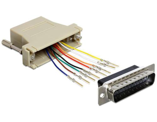 RJ-45 Buchse zu DB25 Stecker Montagesatz inkl. Anleitung, Pins individuell schaltbar