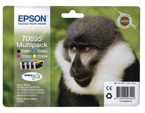 Tinte Epson T08954010 Multipack 4 Farben 4x 3.5ml, zu Stylus DX4400, S20, S21