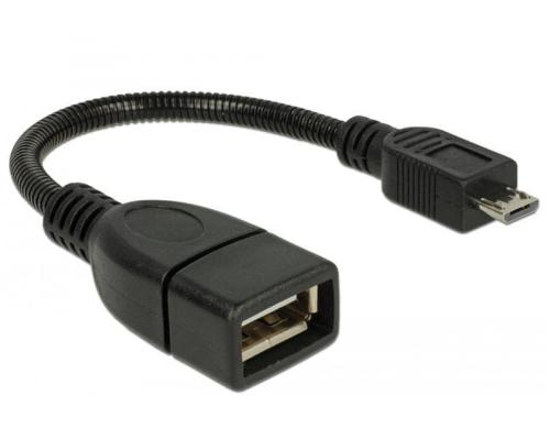 USB OTG (On the Go), A-MicroB, 15cm flexibles Schwanenhalskabel, metalverstrkt