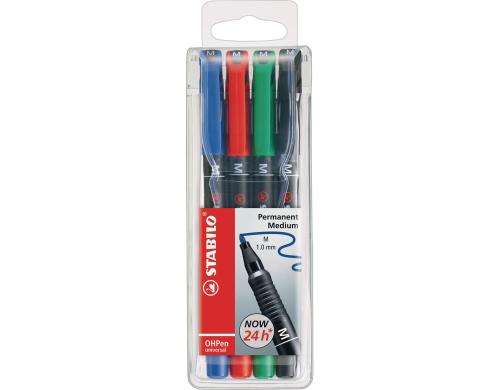 Stabilo OHPen universal Mittel 4er Etui wasserfest, Strichbreite M