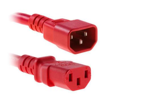 Verlngerungs-Netzkabel 230V: 1 Meter Kaltgertestecker, rot, 3x1mm2