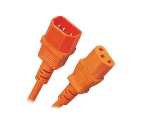 Verlngerungs-Netzkabel 230V: 1 Meter Kaltgertestecker, orange