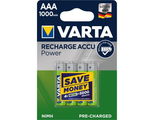 VARTA Akku AAA 1000mAh, 4Stk 4er-Pack, NiMH, 1.2V