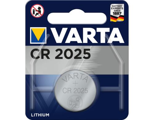 VARTA Knopfzelle CR2025, 3V, 1Stk vergl. Typ 6025,