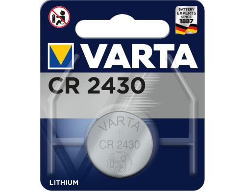 VARTA Knopfzelle CR2430, 3V, 1Stk vergl. Typ 6430,