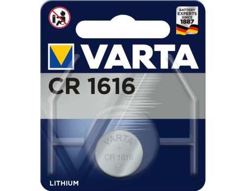 VARTA Knopfzelle CR1616, 3V, 1Stk vergl. Typ 6616,