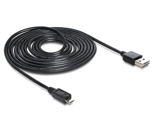 USB2.0-Kabel Easy A-MicroB: 3m USB-A Seite beidseitig einsteckbar