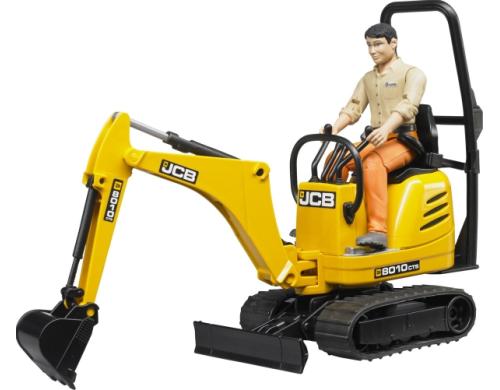 Bruder Spielwaren JCB Mikrobagger 8010 CTS mit Bauarbeiter, funktionsfhiger Baggerarm