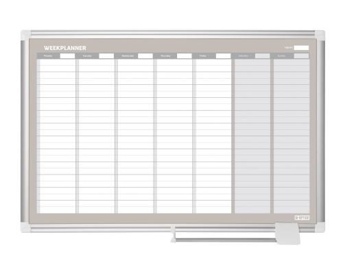 Bi-Office Whiteboard 90 x 60 cm Wochenplaner, Aluminiumrahmen