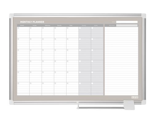 Bi-Office Whiteboard 90 x 60 cm Monatsplaner, Aluminiumrahmen