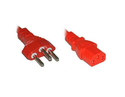 Netzkabel 250V/10A: 0.5 Meter Rot T12 Netzstecker und C13 Buchse